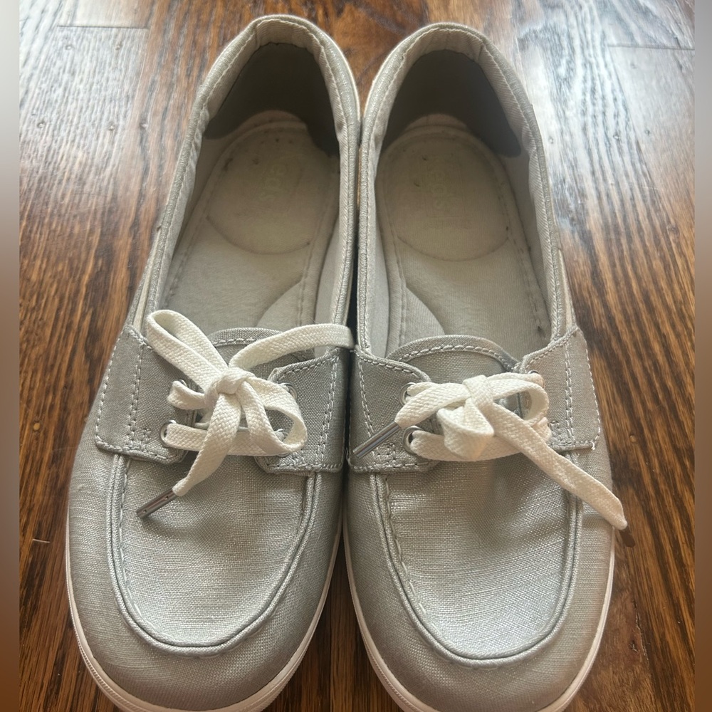 Keds Ortholite Boat Shoes Size 7M Shimmer Canvas - Picture 2 of 6